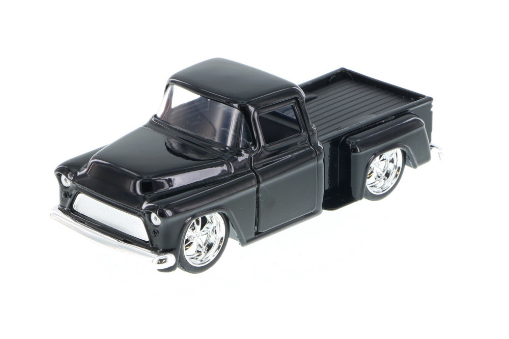 1955 Chevy Stepside Pickup Truck, Black - Jada 97011 - 1/32