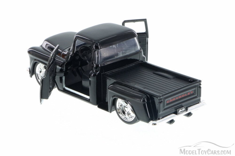 1955 Chevy Stepside Pickup Truck, Black - Jada 97011 - 1/32