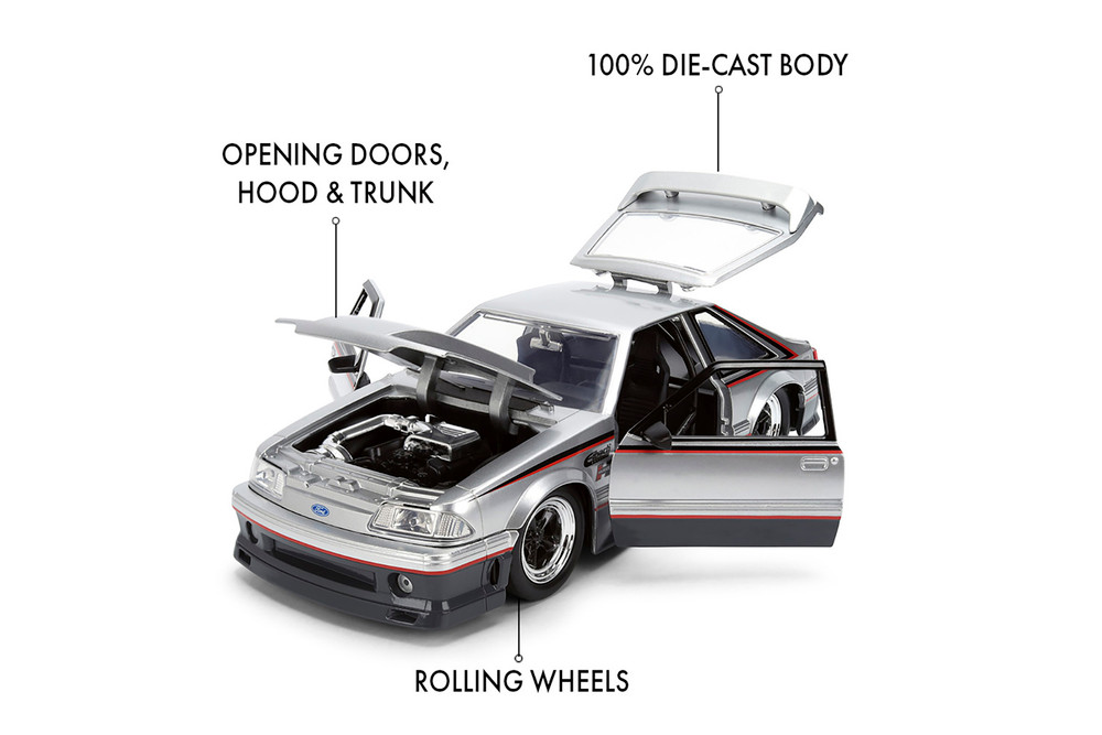 1989 Ford Mustang GT, Silver Metallic - Jada Toys 38347/4 - 1/24