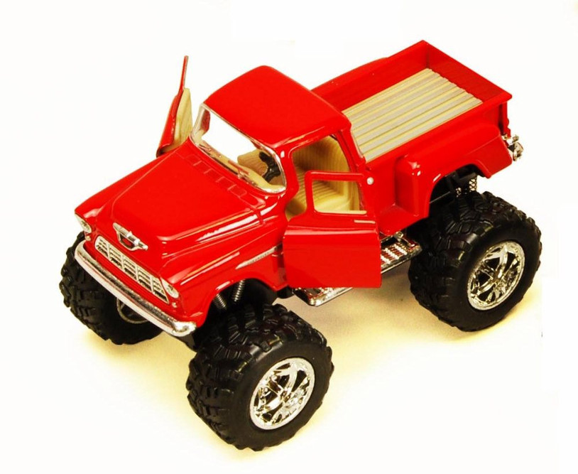 1955 Chevy Stepside Pickup Truck w/Rubber Big Wheel, Red - Kinsmart 5330DB  - 1/32 Scale Diecast Car