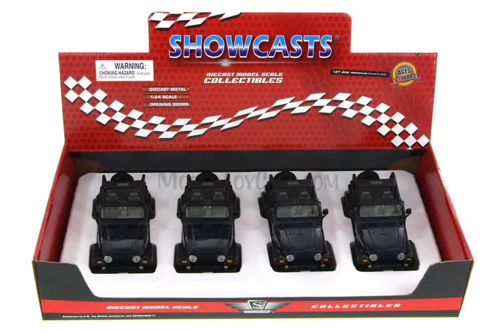 Jeep Wrangler Rubicon Convertible, Blue, Showcasts 34245 - 1/27 Scale Diecast Car (1 car, no box)