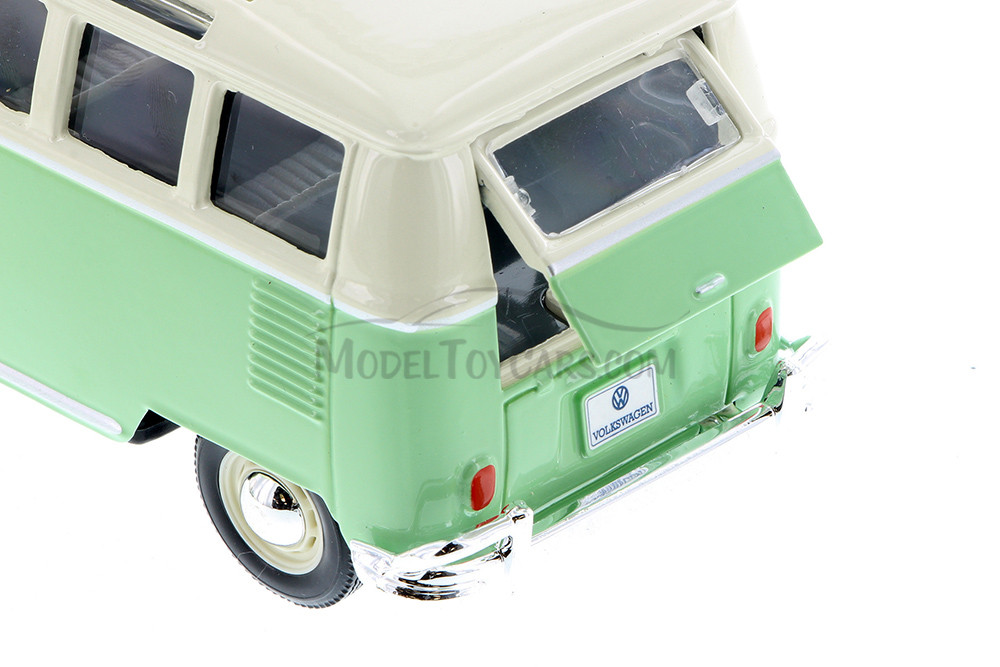 Volkswagen Van Samba Bus, Green with White - Showcasts 34956 - 1/25 Scale Diecast Model Toy Car