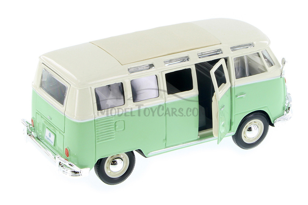 Volkswagen Van Samba Bus, Green with White - Showcasts 34956 - 1/25 Scale Diecast Model Toy Car