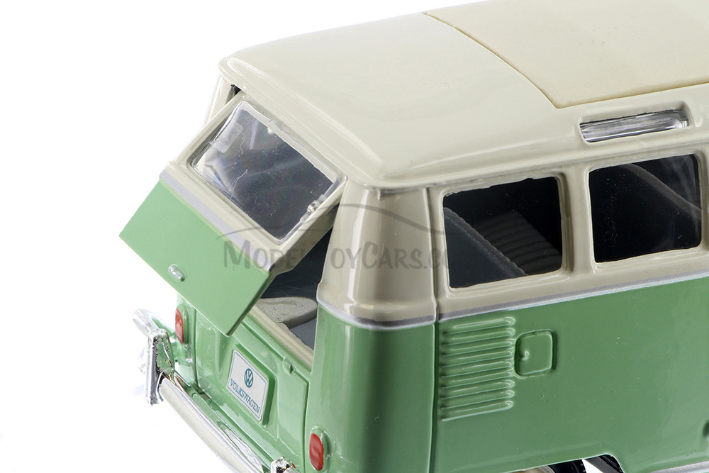 Volkswagen Van Samba Bus, Green with White - Showcasts 34956 - 1/25 Scale Diecast Model Toy Car