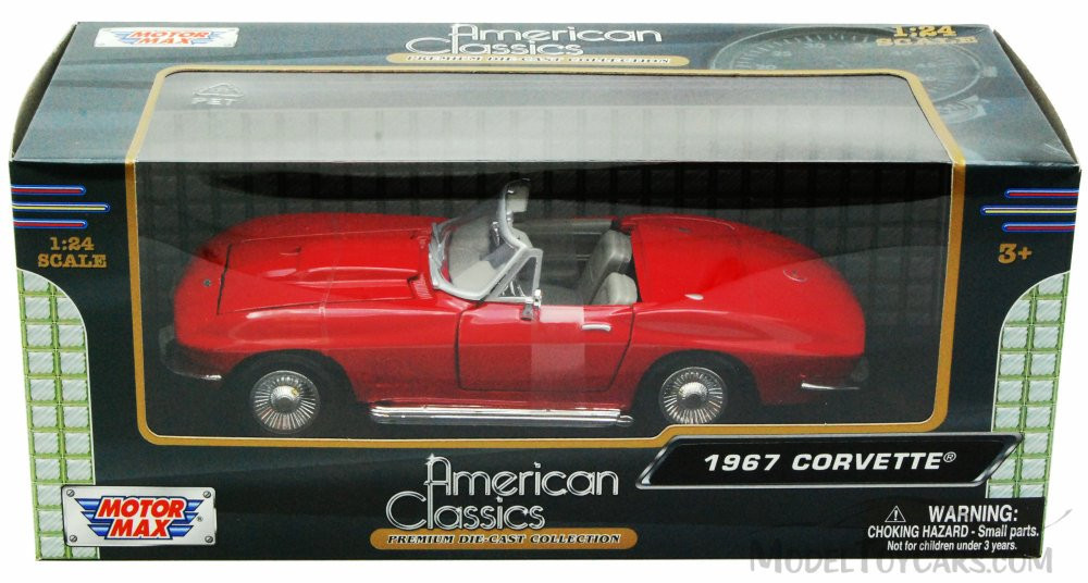 1967 Chevy Corvette, Red - Motormax 73224 - 1/24 scale Diecast Model Toy Car
