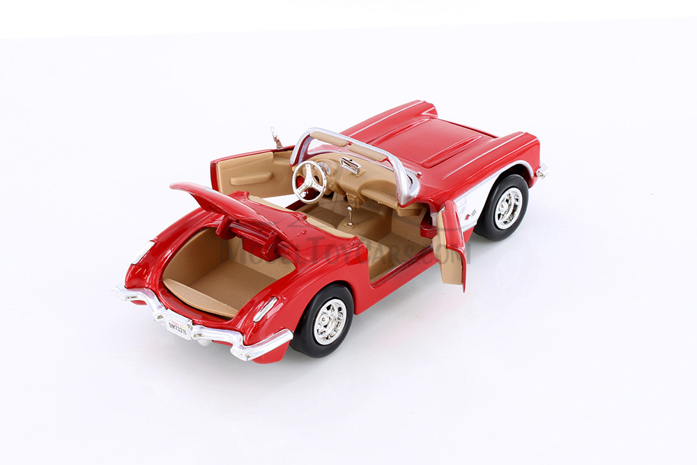 1959 Chevy Corvette Convertible, Red - Motormax 73216 - 1/24 scale Diecast Model Toy Car