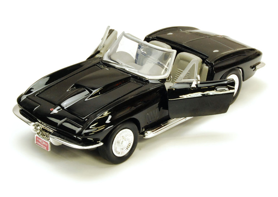 1967 Chevy Corvette, Black - Motormax 73224 - 1/24 scale Diecast Model Toy Car