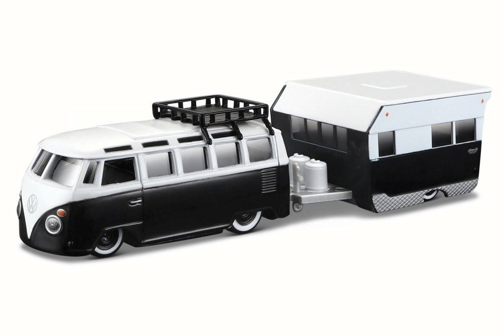 Volkswagen Samba w/ Alameda Trailer, Black w/ White - Maisto