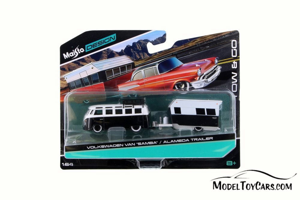 Volkswagen Samba w/ Alameda Trailer, Black w/ White - Maisto