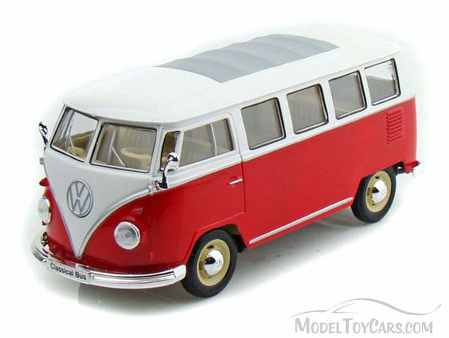 1962 Volkswagen Classical Bus, Burgundy - Welly 22095 - 1/24 scale