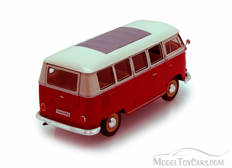 1962 Volkswagen Classical Bus, Burgundy - Welly 22095 - 1/24 scale