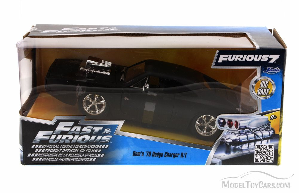 Dom's 1970 Dodge Charger R/T, Matte - Toys Fast & Furious 97174 - 1/24 scale Diecast Model Toy Car