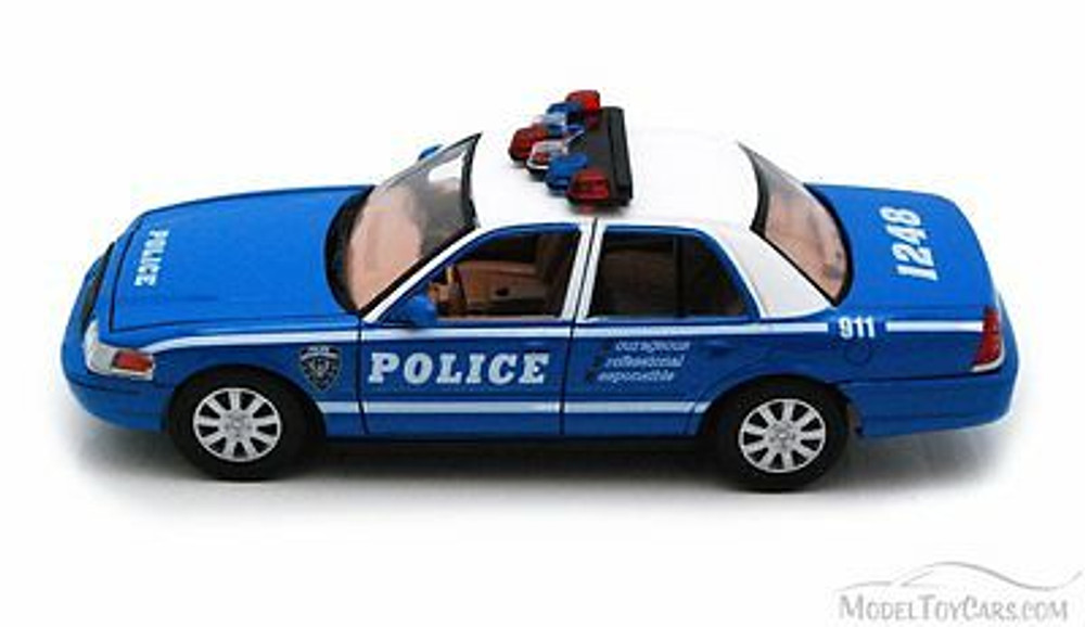 2010 Ford Crown Victoria Police Car, Blue With White Roof - Showcasts 76482 - 1/24 Scale Diecast Model Car (Brand New, but NOT IN BOX)