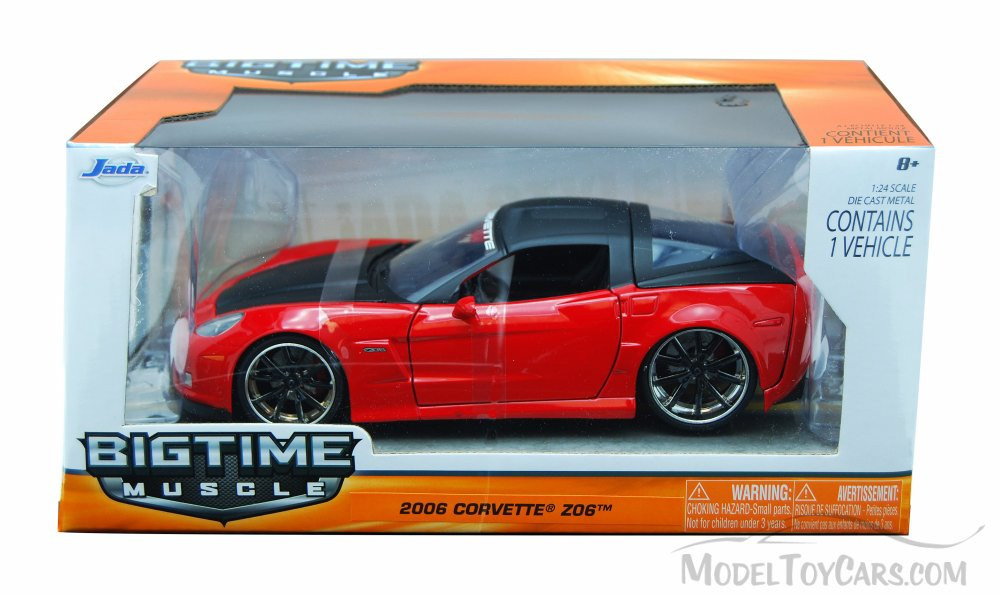2006 Chevy Corvette Z 06, Red w/ black top - Jada Toys 96804 - 1