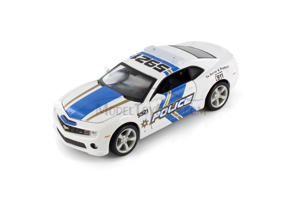 2010 Chevrolet Camaro Police, White with Blue & Gold - Showcasts 34208 - 1/24 Scale Diecast Car (1 car, no box)