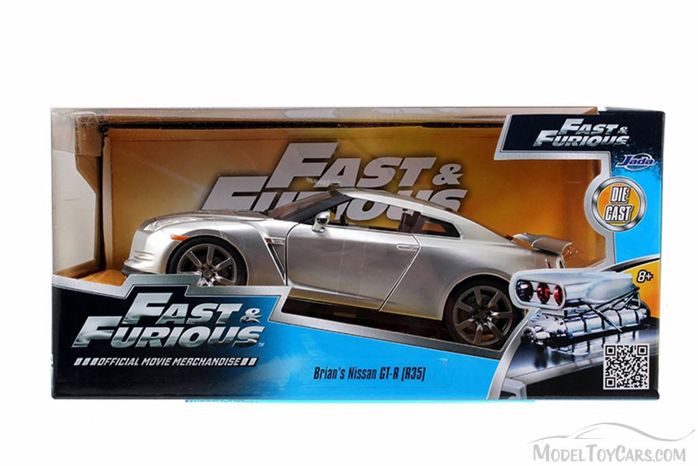 Brian's Nissan GT-R, Candy Silver - JADA Toys 97212 - 1/24 Scale Diecast Model Toy Car