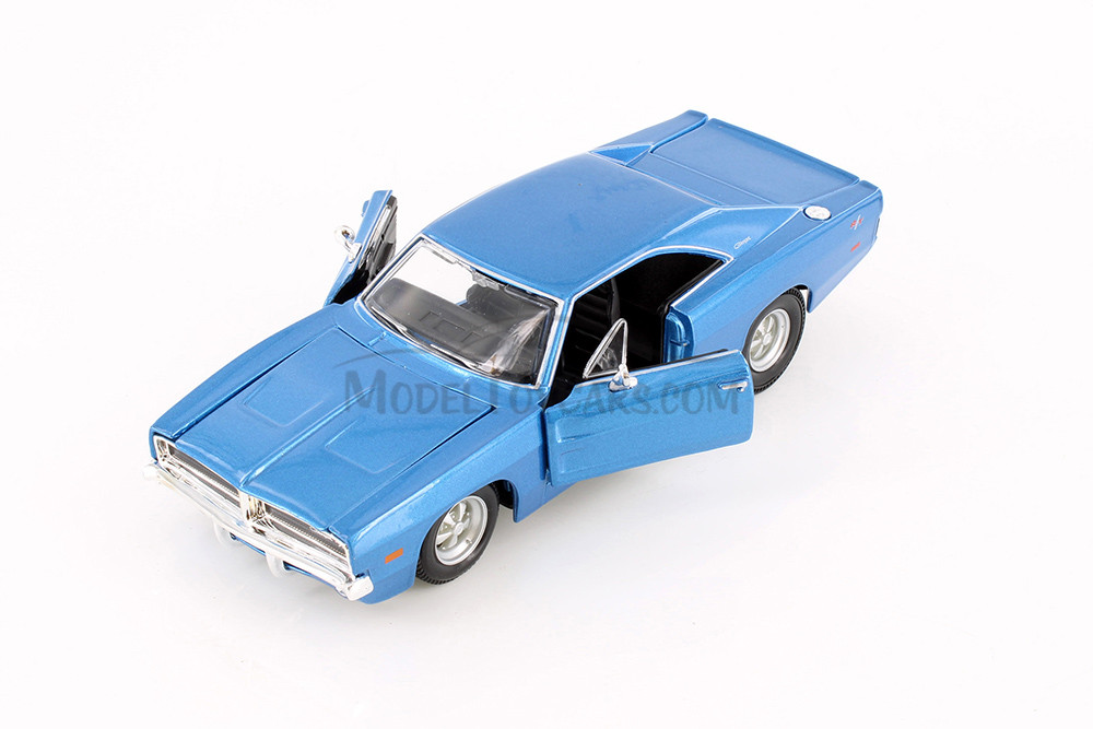 1969 Dodge Charger R/T Hard Top, Blue - Maisto 31256 - 1/24 Scale Diecast Model Toy Car