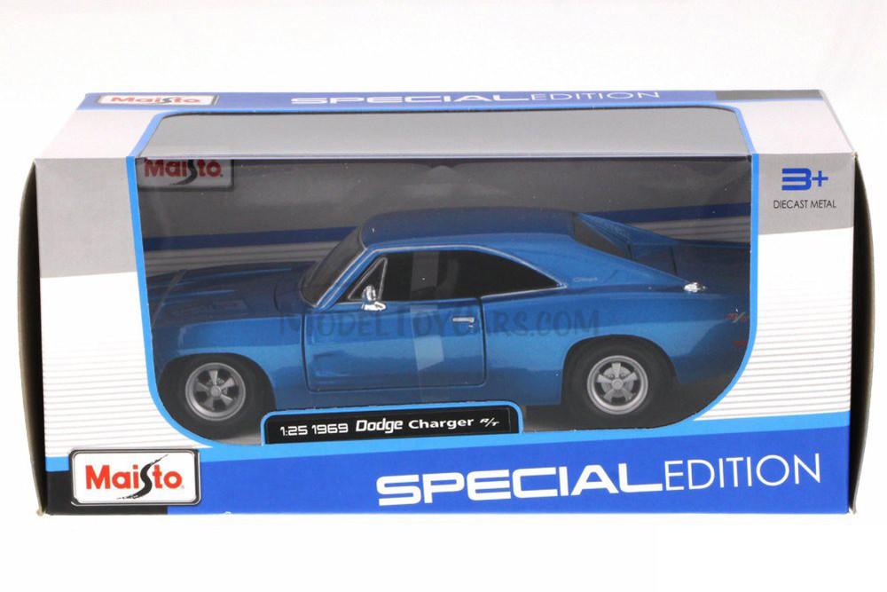 1969 Dodge Charger R/T Hard Top, Blue - Maisto 31256 - 1/24 Scale Diecast Model Toy Car