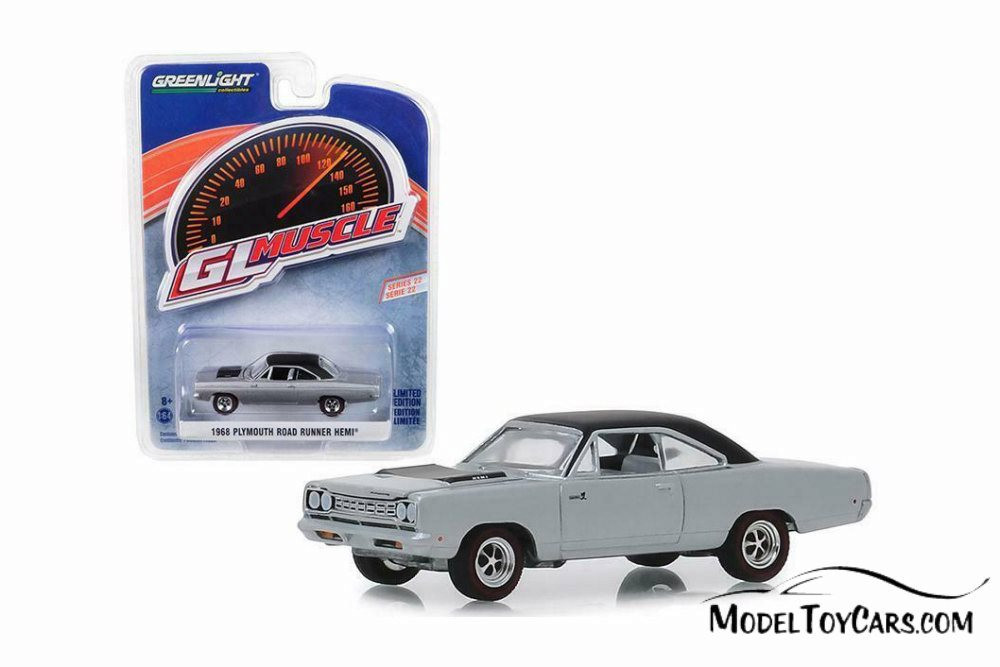 1968 Plymouth Road Runner Hemi Hardtop, Buffet Silver - Greenlight 13250B/48 - 1/64 scale Diecast Model Toy Car
