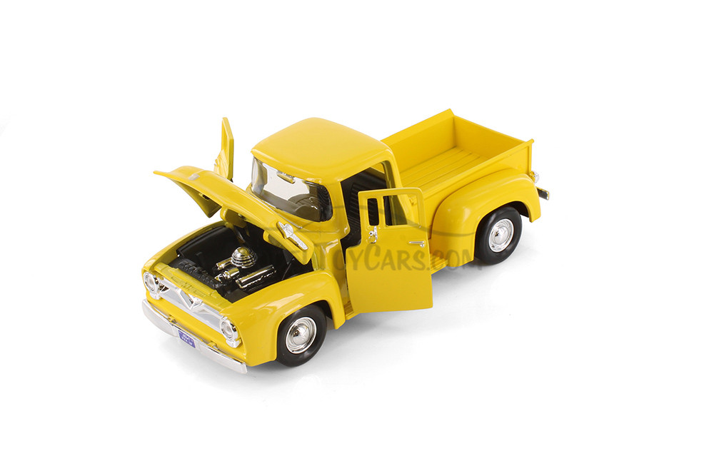 1955 Ford F-100 Pick Up truck, Yellow - Motor Max 79341WB - 1/24 Scale Diecast Model Toy Car