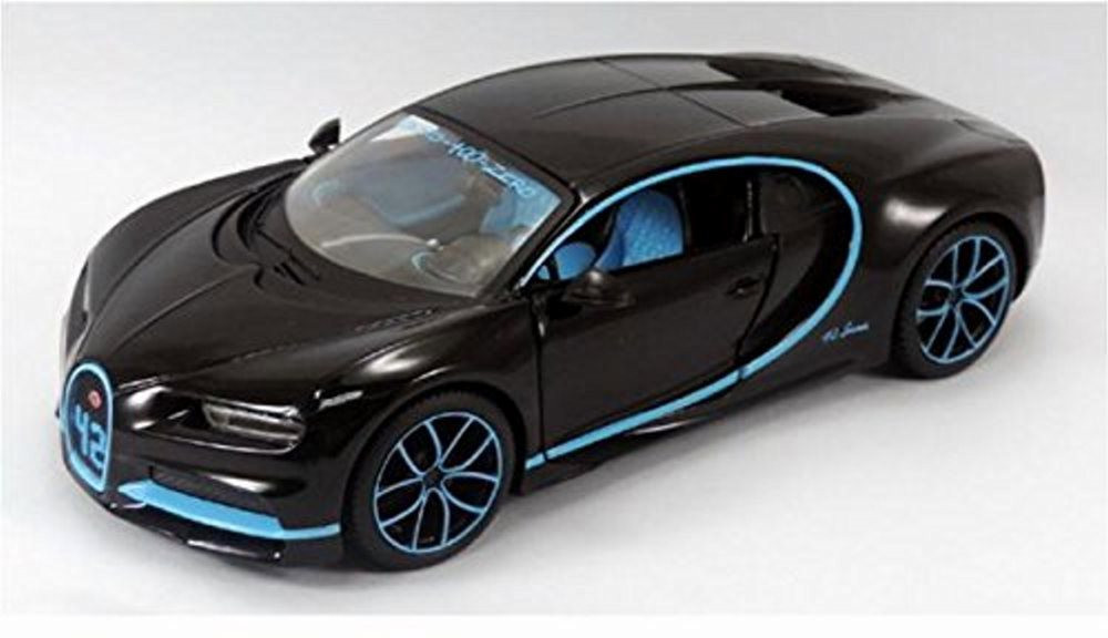 Bugatti Chiron #42, Matte Black w/ Blue Detail - Maisto 31514BK42 - 1/24 Scale Diecast Model Toy Car