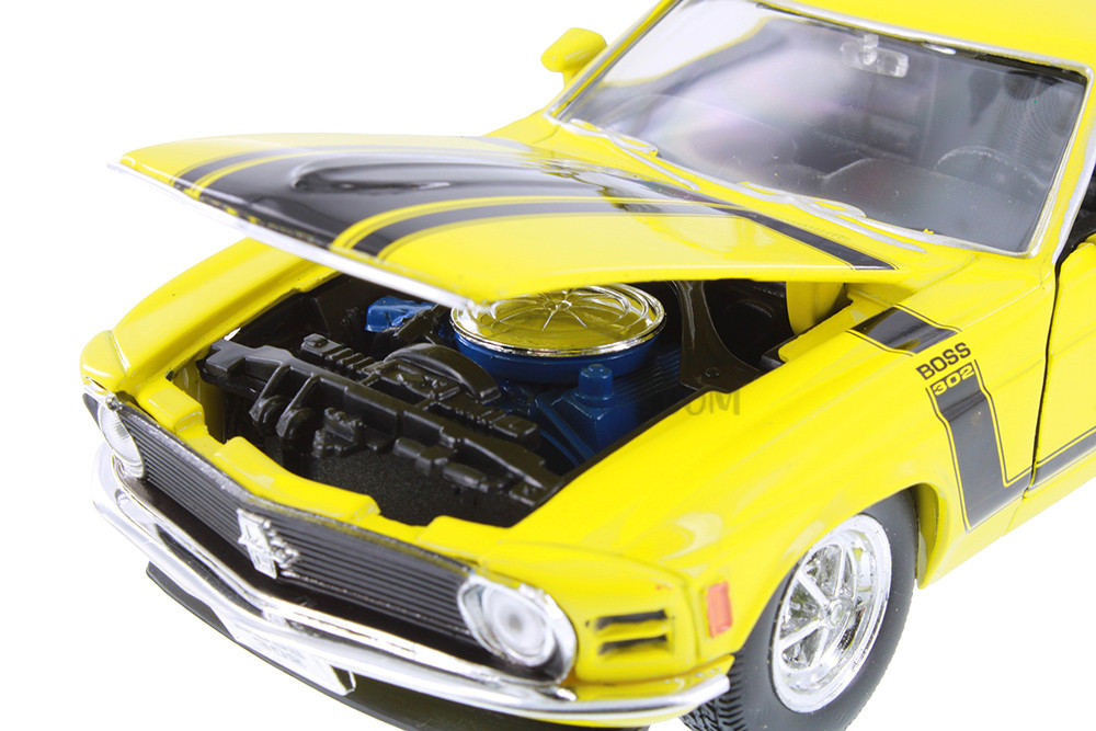 1970 Ford Mustang, Yellow - Welly 22088 - 1/24 Scale Diecast Model Toy Car (Brand New, but NOT IN BOX)