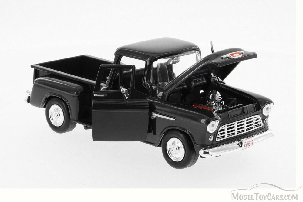 1955 Chevy 5100 Stepside Pick Up, Black - Motor Max 73236W - 1/24