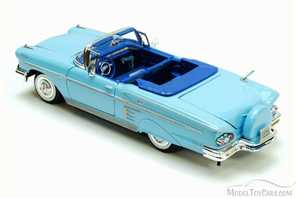 1958 Chevrolet Impala Convertible, Blue - Motor Max 73267L - 1/24 Scale Diecast Model Toy Car