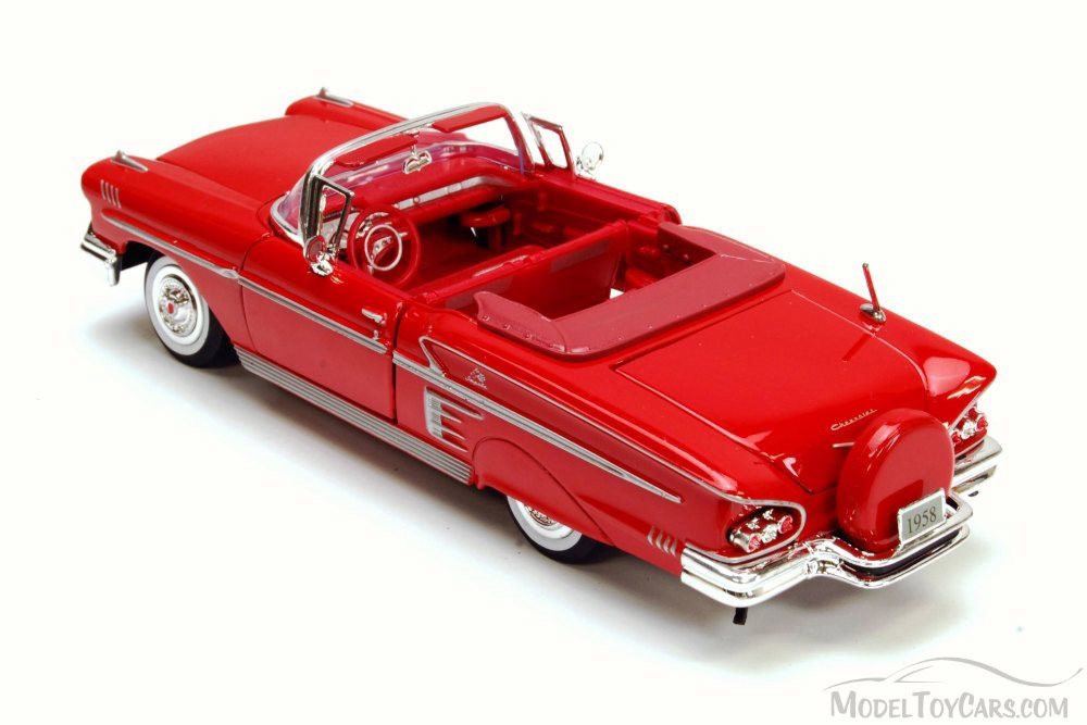 1958 Chevrolet Impala Convertible, Red - Motor Max 73267L - 1/24 Scale Diecast Model Toy Car