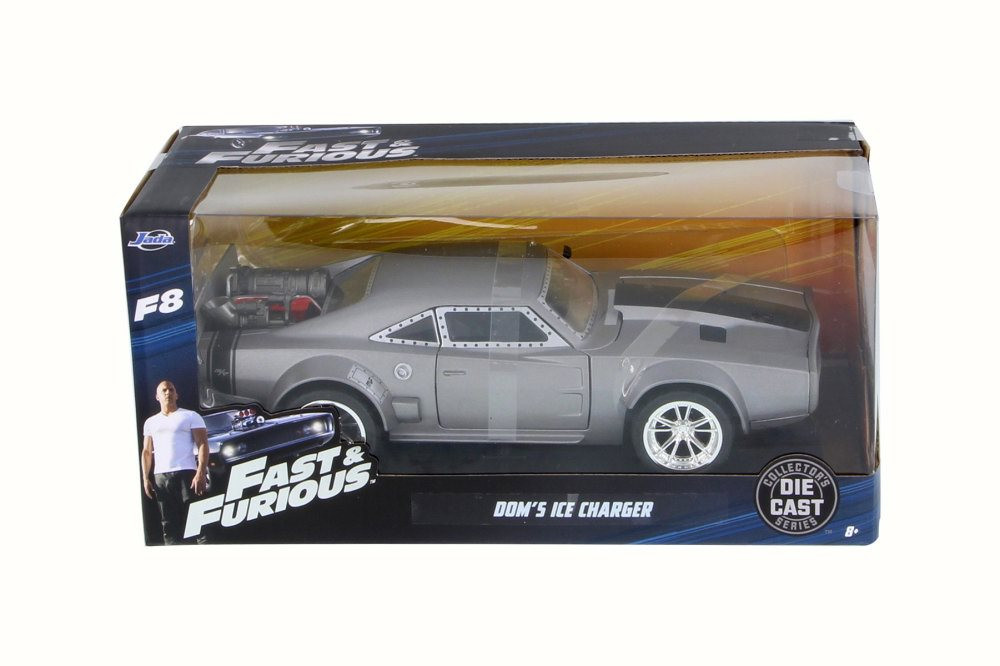 Dom's Ice Charger F8 Fate of Furious, Gun Metal - Jada 98291 - 1/24 Scale Diecast Model Toy Car