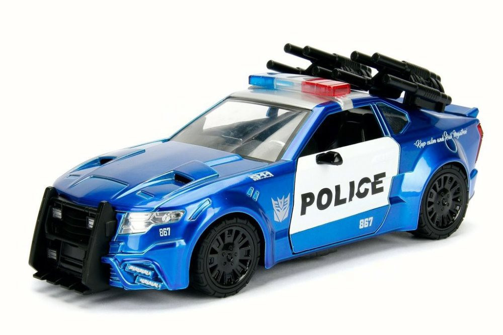 TRANSFORMERS 5 Barricade Mustang, Blue w/White Jada 98400 1/24