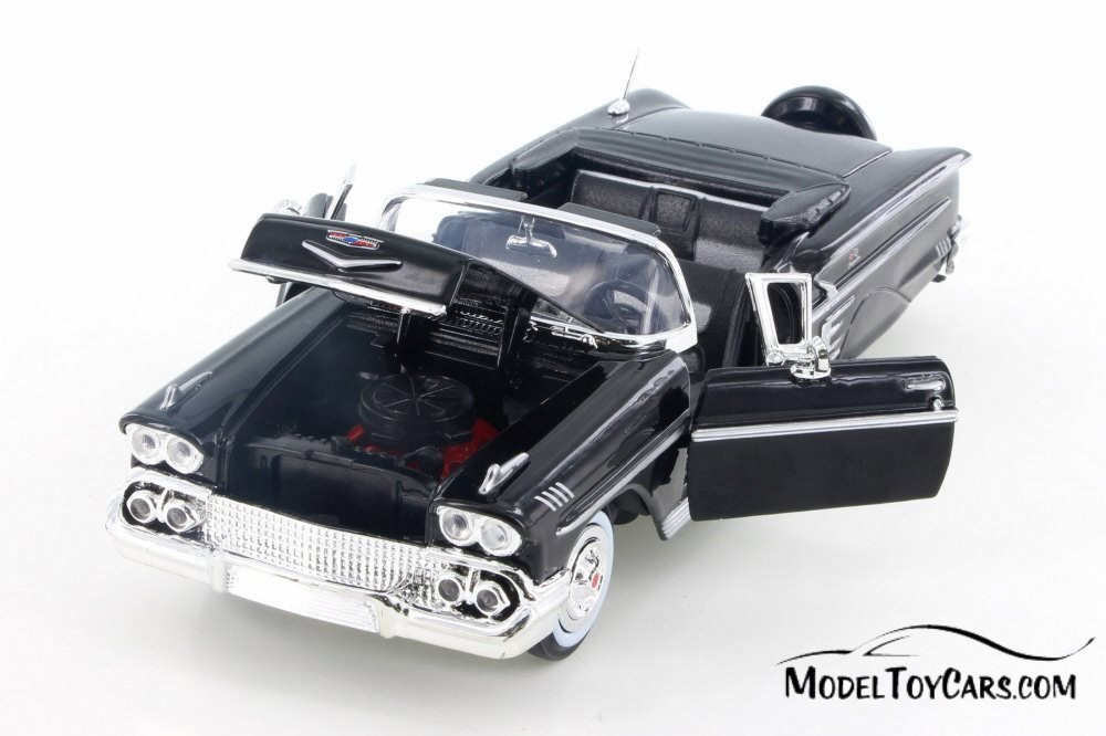 ミニカー 1958 CHEVROLET IMPALA 1/24 1958 Chevy Impala Convertible, Jet Black - Motor Max 73267/16D - 1