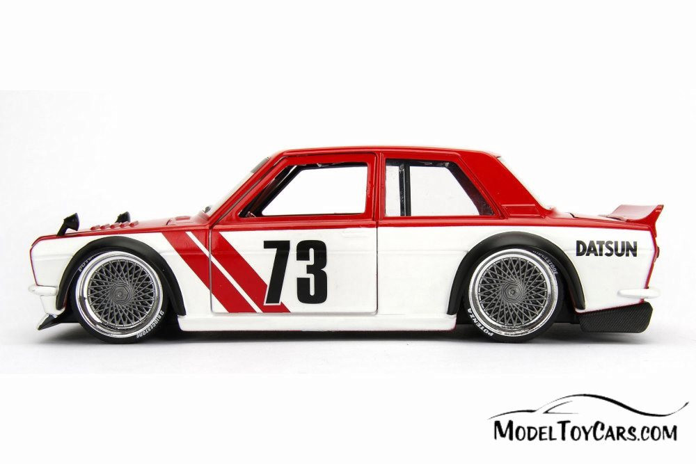 1973 Datsun 510 Widebody #73, Red w/ White - Jada 99094WA1 - 1/24