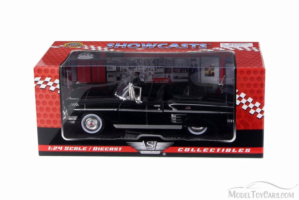 1958 Chevrolet Impala Convertible, Black - Motor Max 73267AC/BK - 1/24 Scale Diecast Model Toy Car