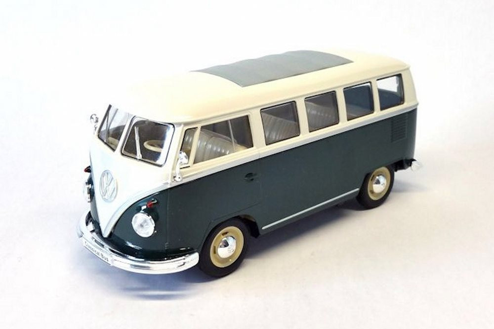 1963 Volkswagen Classical T1 Bus, Green w/ White - Welly 22095WGN