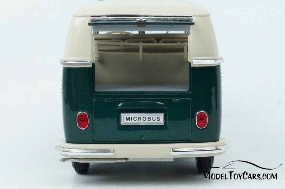 1963 Volkswagen Classical T1 Bus, Green w/ White - Welly 22095WGN - 1/24 Scale Diecast Model Toy Car