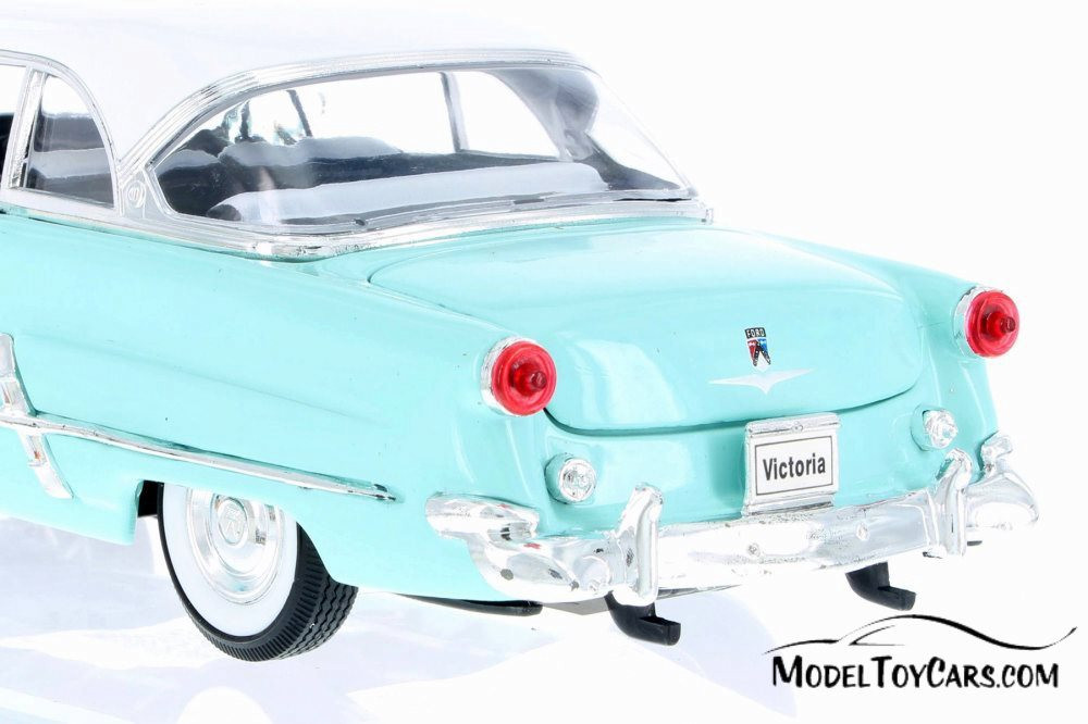 1953 Ford Crestline Victoria, Turquoise w/ White - Welly 22093WBU - 1/24 Scale Diecast Model Toy Car