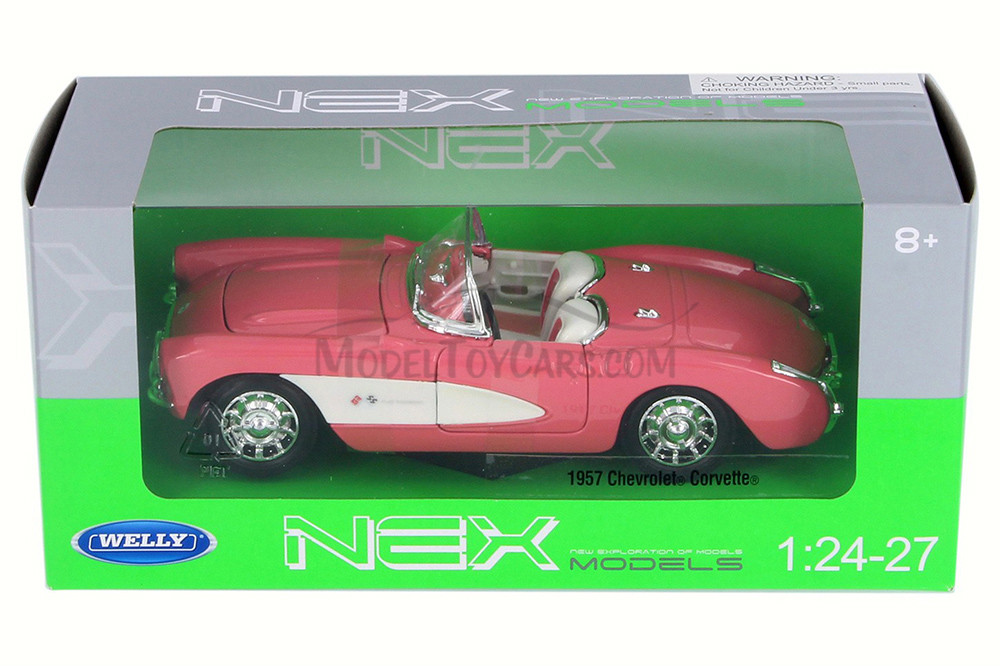 1957 Chevy Corvette Convertible, Pink w/ White Welly 29393WPK