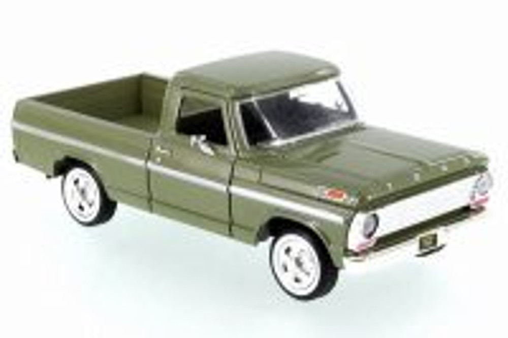 1969 Ford F-100 Pickup, Olive Green - Motor Max 79315/16D - 1/24 Scale Diecast Model Toy Car