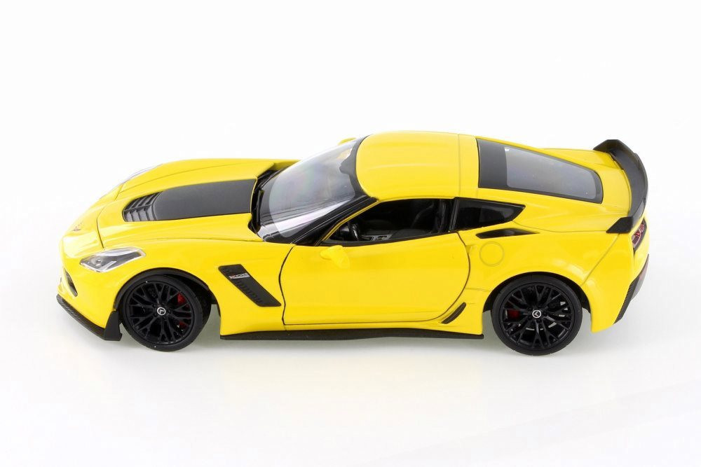 2017 Chevy Corvette Z06, Yellow - Welly 24085WYL - 1/24 Scale Diecast Model Toy Car