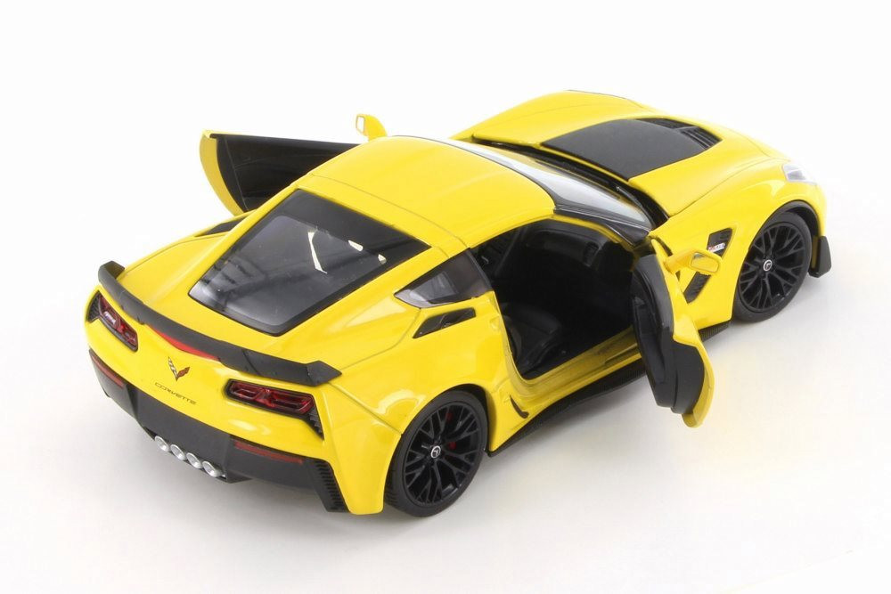 2017 Chevy Corvette Z06, Yellow - Welly 24085WYL - 1/24 Scale Diecast Model Toy Car