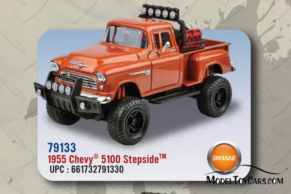 1955 Chevy 5100 Stepside Pick Up, Orange - Motormax 79133OR - 1/24 scale Diecast Model Toy Car