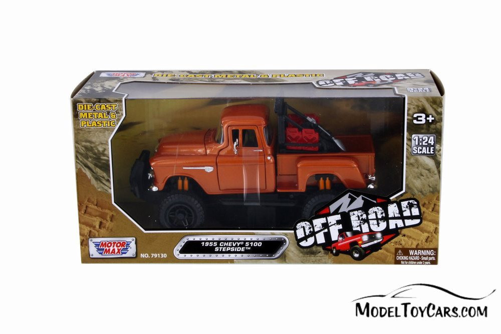 1955 Chevy 5100 Stepside Pick Up, Orange - Motormax 79133OR - 1/24 scale Diecast Model Toy Car