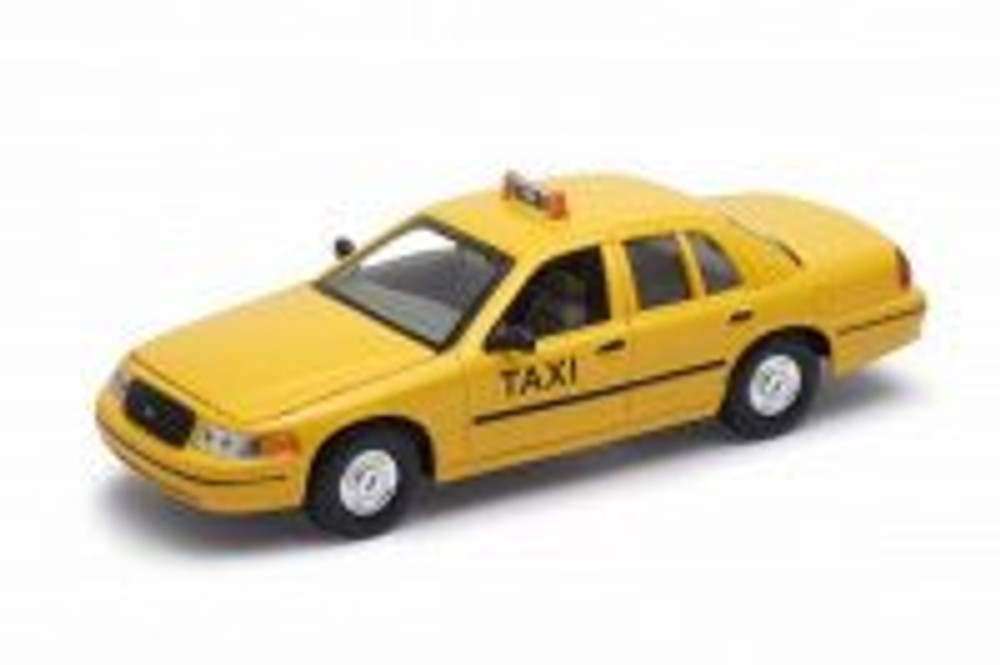 1999 Ford Crown Victoria Taxi, Yellow - Welly 22082WTX - 1/24 scale Diecast Model Toy Car
