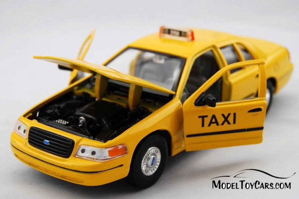 1999 Ford Crown Victoria Taxi, Yellow - Welly 22082WTX - 1/24 scale Diecast Model Toy Car