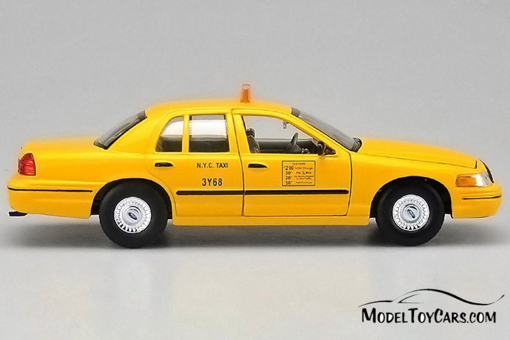 1999 Ford Crown Victoria Taxi, Yellow - Welly 22082WTX - 1/24 scale Diecast Model Toy Car