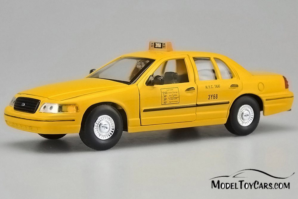 1999 Ford Crown Victoria Taxi, Yellow - Welly 22082WTX - 1/24 scale Diecast Model Toy Car