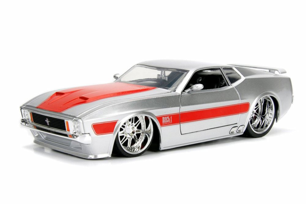 1973 Ford Mustang Mach 1 Hard Top, Silver with red - Jada 99978DP1