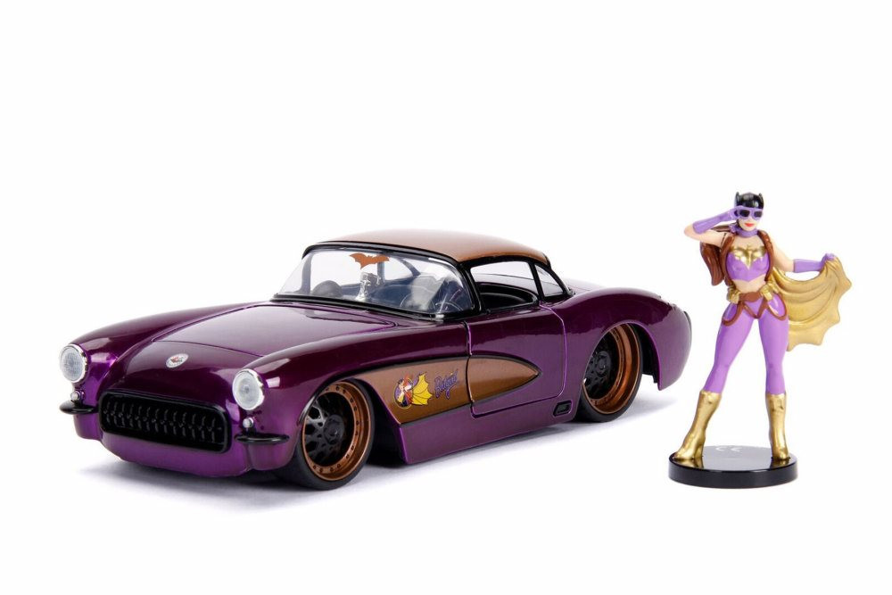 1957 Chevy Corvette with Batgirl Figurine, Batgirl - Jada 30457 - 1/24 scale Diecast Model Toy Car