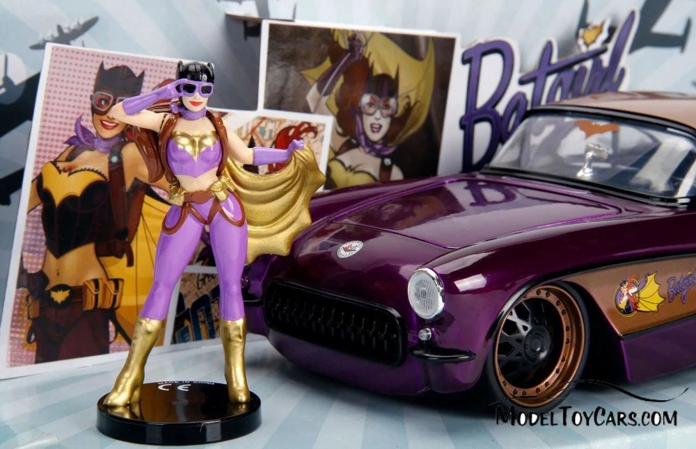 1957 Chevy Corvette with Batgirl Figurine, Batgirl - Jada 30457 - 1/24 scale Diecast Model Toy Car